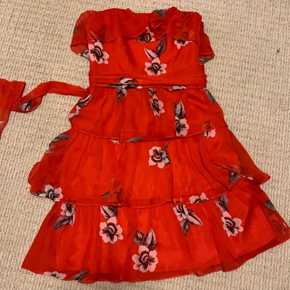 Unique red ruffle dress